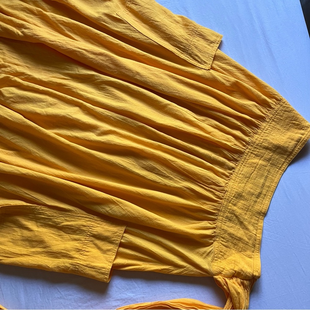 DANNY NOBLE vintage marigold mustard yellow‎ gauze wrap tie belt midi full skirt - Picture 7 of 8